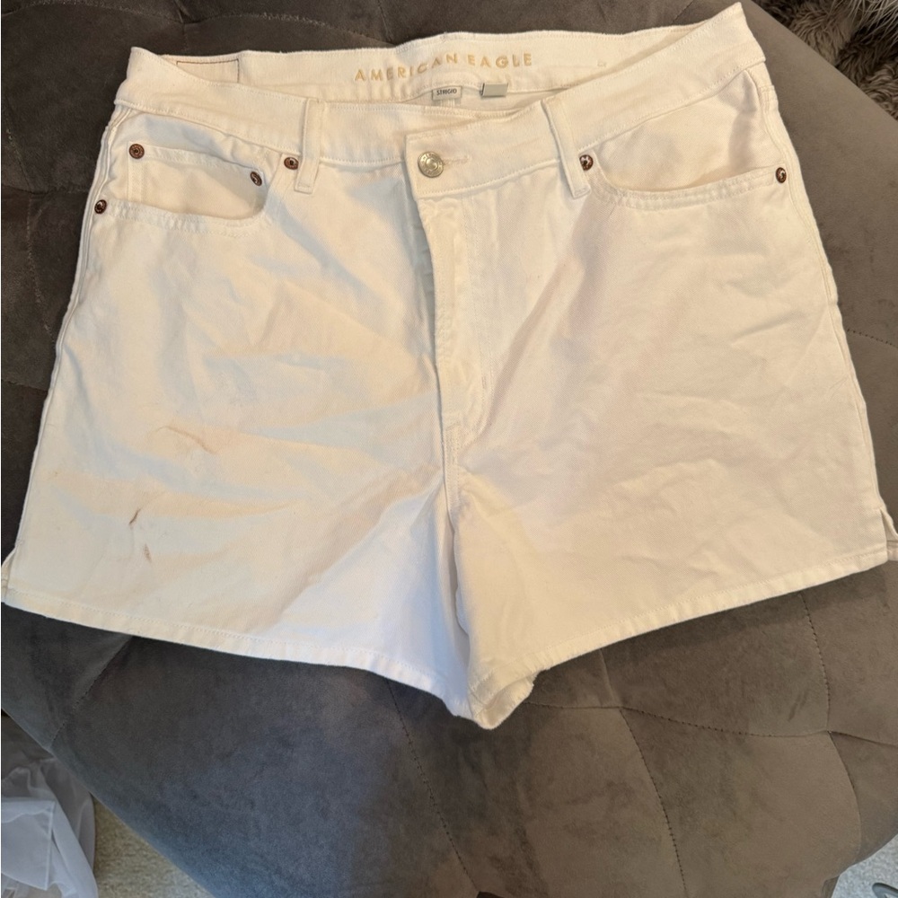 American Eagle Outfitters White Jean Shorts Frayed Hem